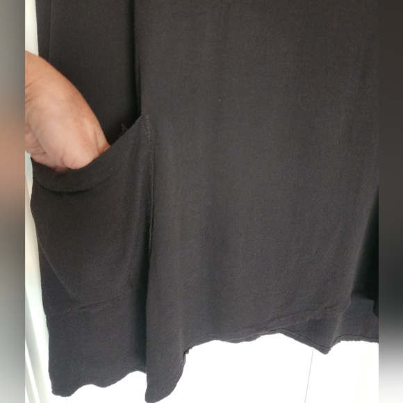 LINNEA Brown Cowl Neck Tunic Dress Long Sleeve 2 Pockets Large - Picture 3 of 6